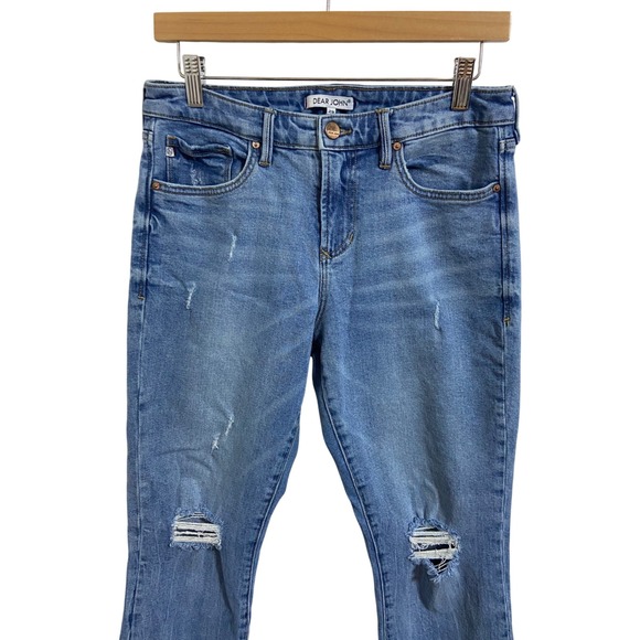 Dear‎ John Jeans Women's Mid Rise Distressed Light Wash Denim Frayed Hem Size 29 - Picture 6 of 9